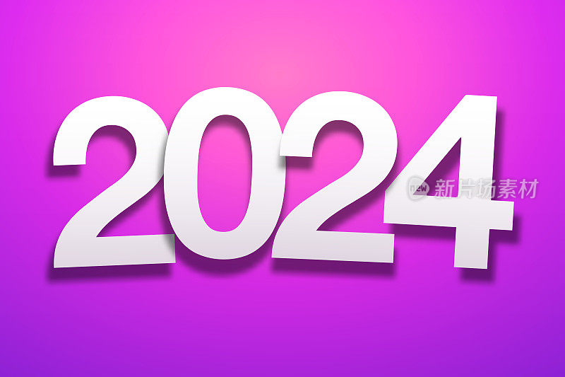 2024 -紫色背景上的纸张字体